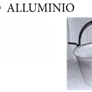 Paiolo in alluminio alimentare nudo, con manico in ferro, capacità litri 150