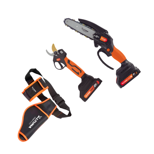 Kit potatura Forbice a batteria da mm. 30 + Motosega - potatore a batteria lama cm. 15 + 2 batterie + caricabatteria Altuna AfKit 21 Volts - immagine 6