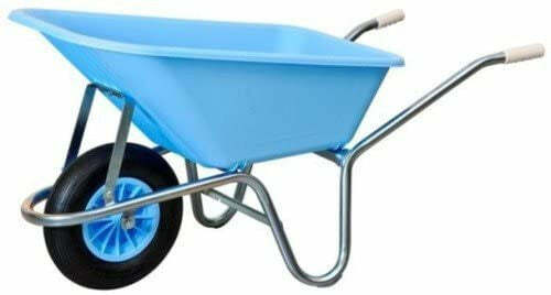 Carriola telaio in alluminio, Margherita con vasca ABS da 100 Lt. Azzurra