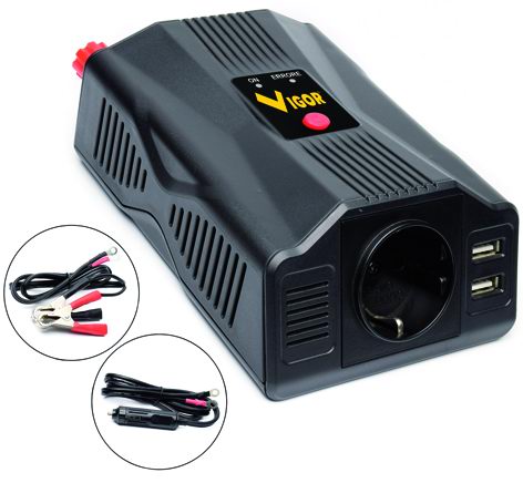 INVERTER VIGOR V-I, crea corrente 220 volts da una presa 12 volts - 200 WATTS di potenza